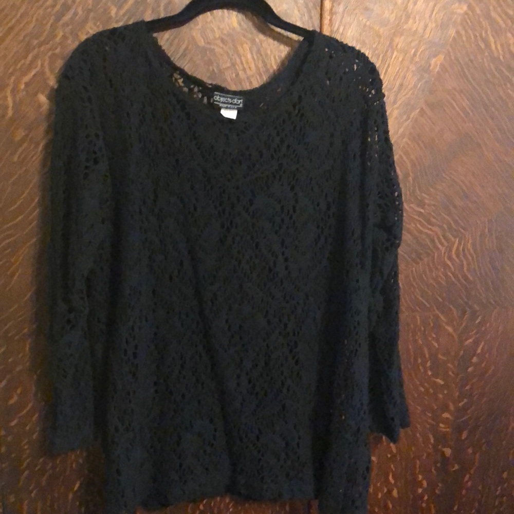 Women’s see-through netted long sleeve top